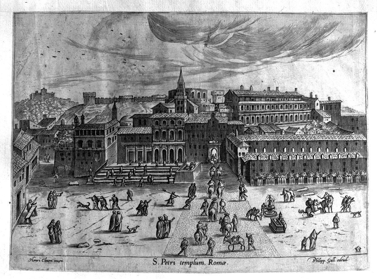 Igreja de São Pedro, de &39;Views of Rome&39;, publicada por Philipp Galle em 1567 de Hendrick van Cleve