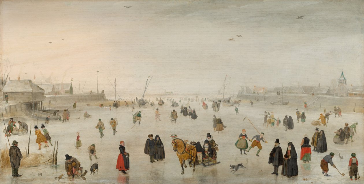 Uma cena no gelo, c. 1625. de Hendrick Avercamp