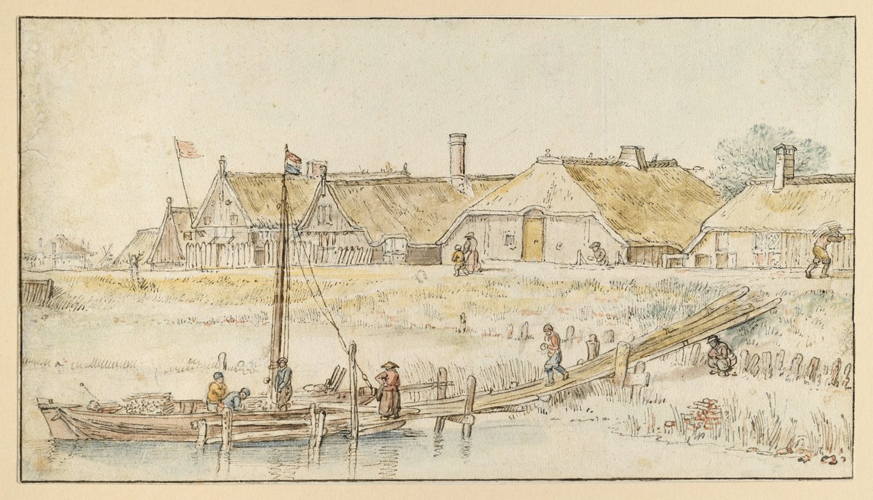 Rua de aldeia na margem do canal de Hendrick Avercamp