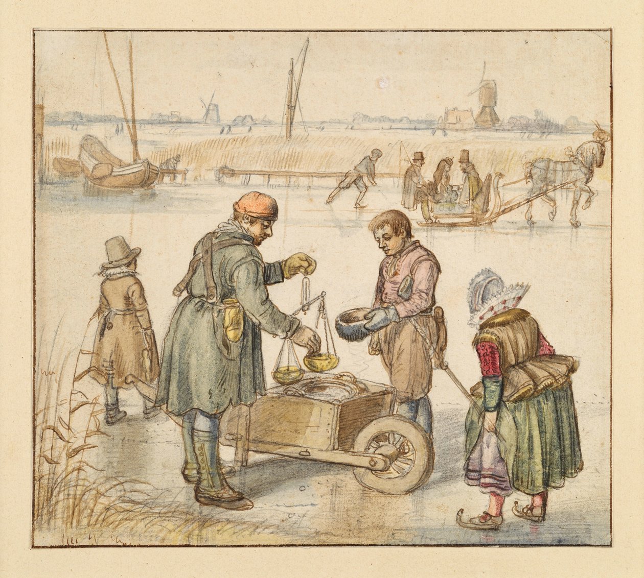 Comerciantes no gelo de Hendrick Avercamp
