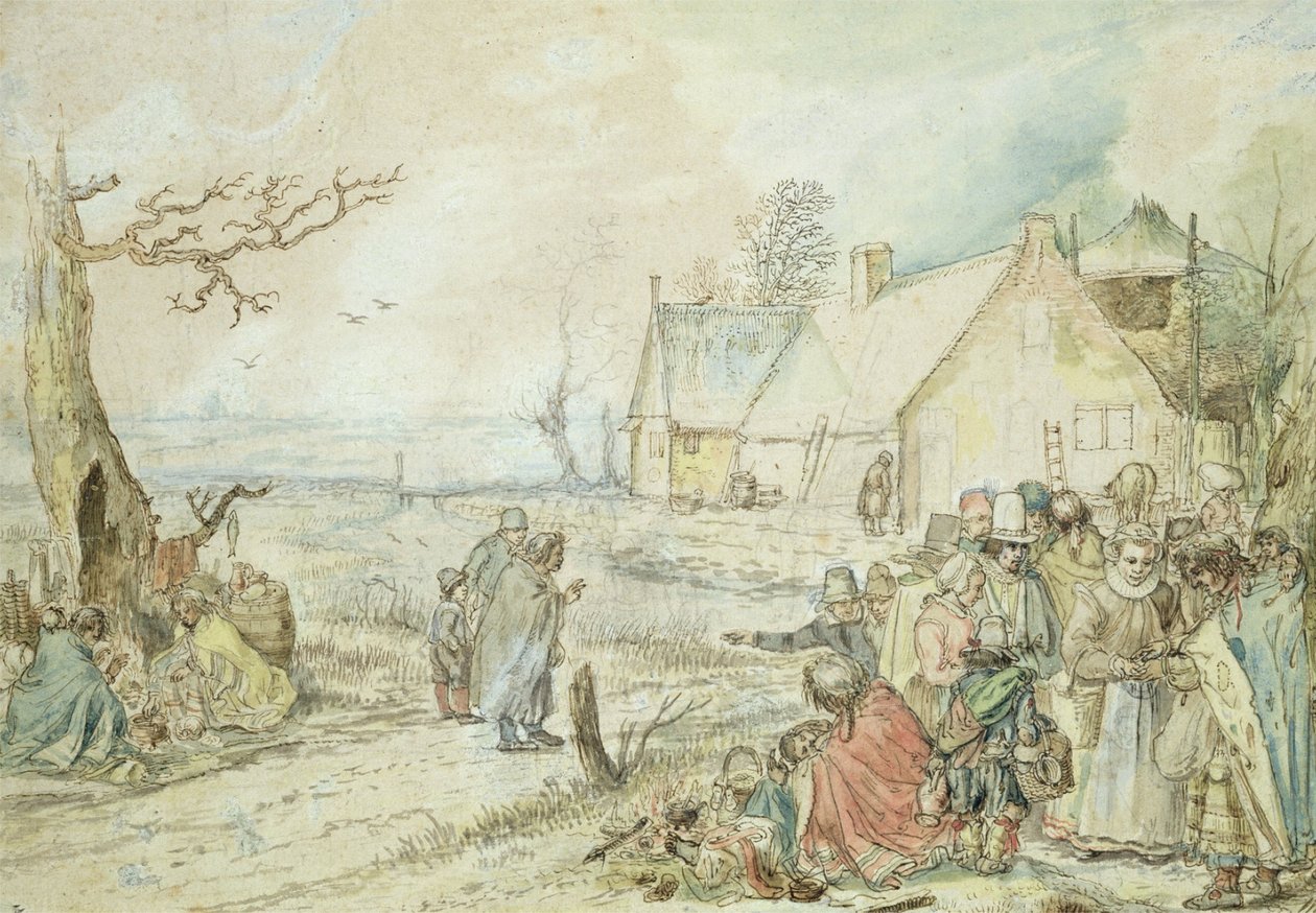 Paisagem com cartomantes ciganos de Hendrick Avercamp
