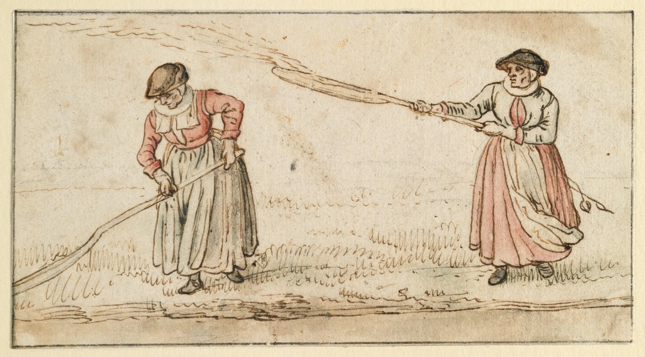 Duas mulheres com pás de Hendrick Avercamp