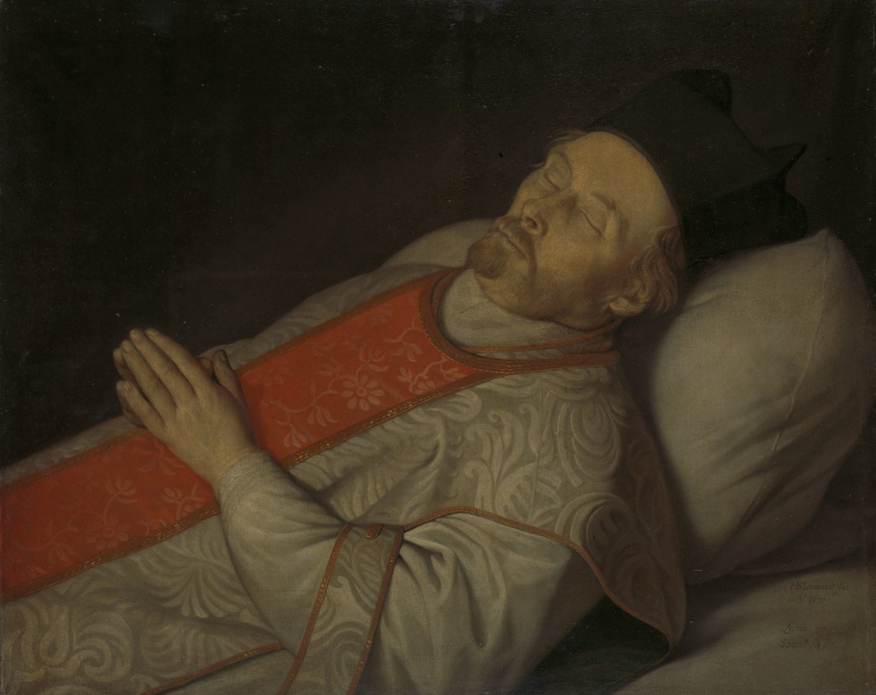 Retrato de Joannes Putkamer (1600-1671) em seu leito de morte de Hendrick Bloemaert
