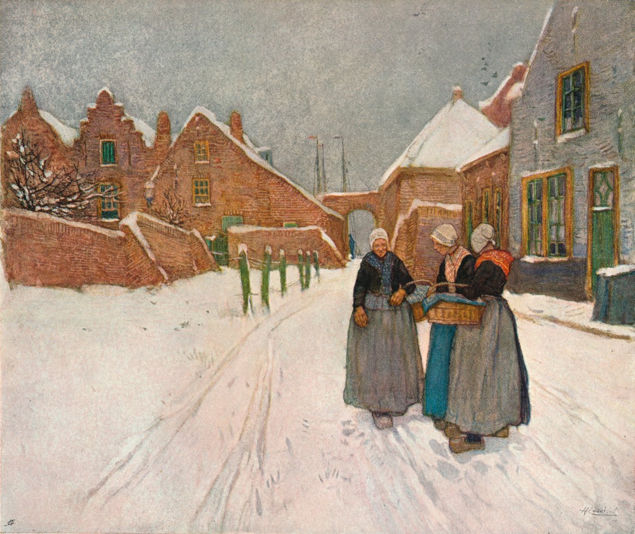 Na neve, c1902 de Hendrick Cassiers