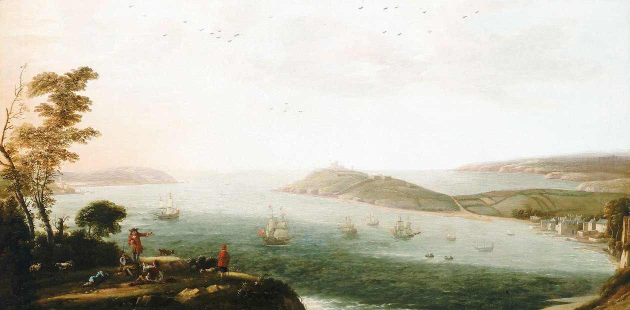 Uma vista do porto de Falmouth de Hendrick Danckerts