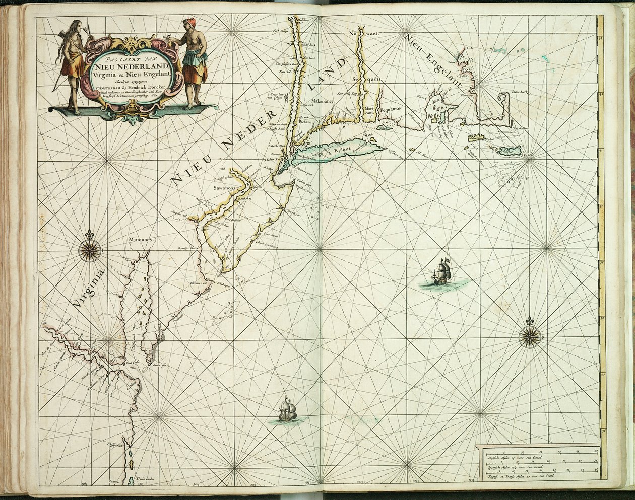 Carta da Nova Holanda, Virgínia e Nova Inglaterra de Hendrick Doncker