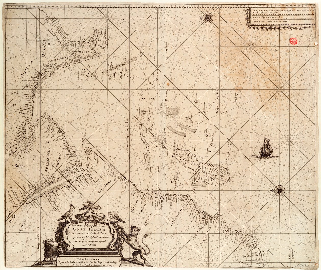 Mapa de África, Índia e Sri Lanka de, c.1680 (gravura) de Hendrick Doncker
