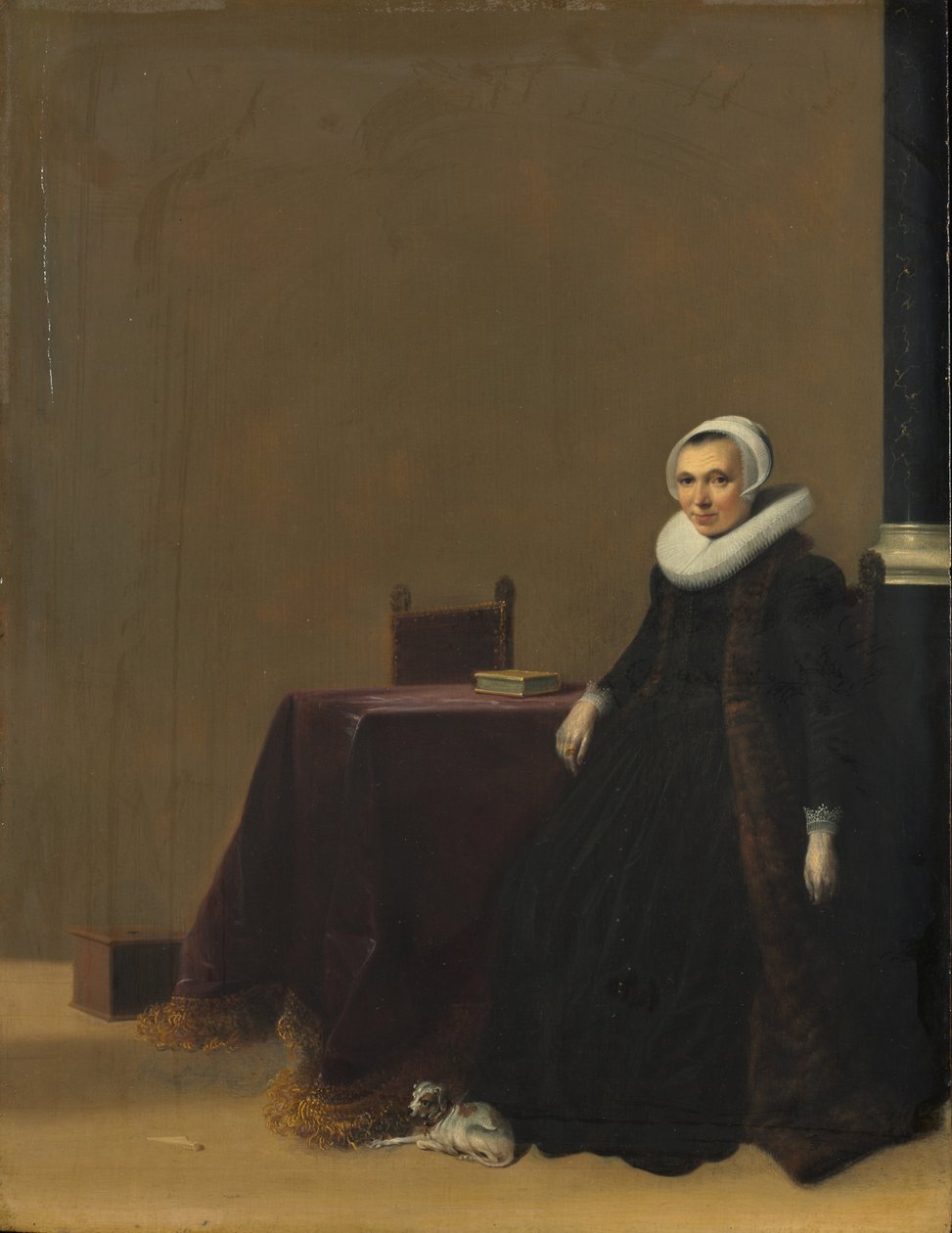 Retrato de uma mulher com um cachorro, c.1635 de Hendrick Gerritsz Pot