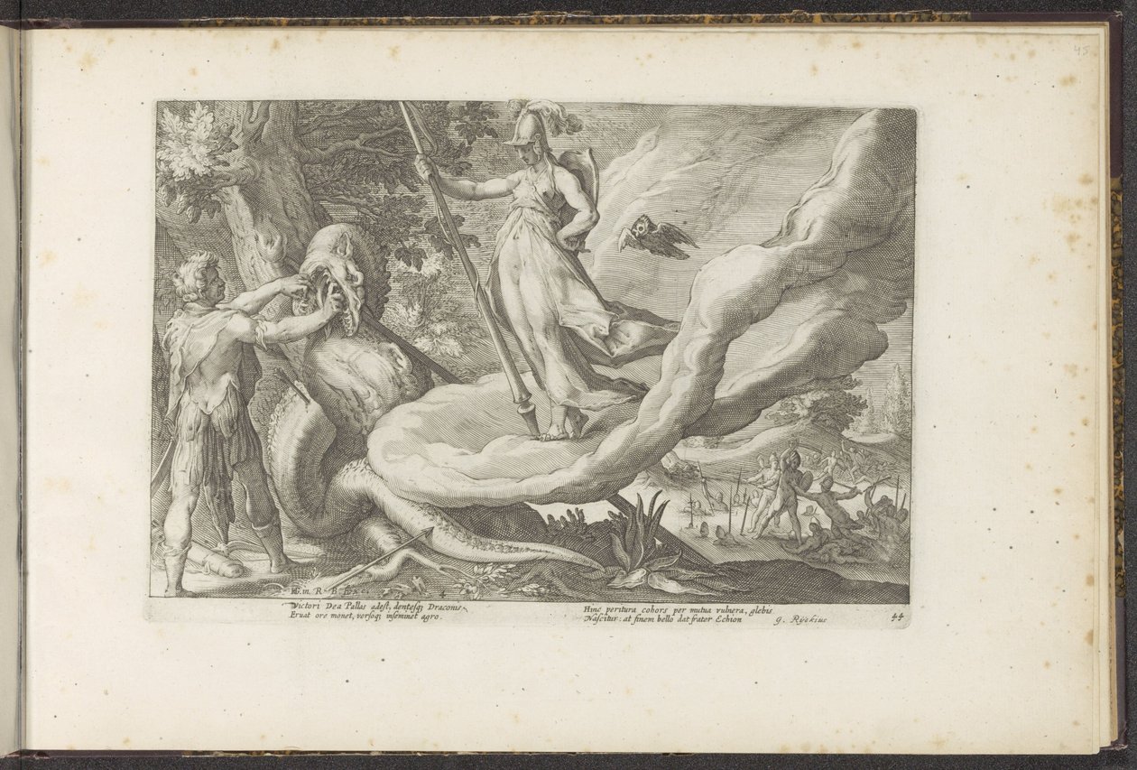 Cadmus semeia os dentes do dragão Metamorfoses de Ovídio (título da série) Recriações de P. Ovidius Naso (título da série) de Hendrick Goltzius (workshop of)