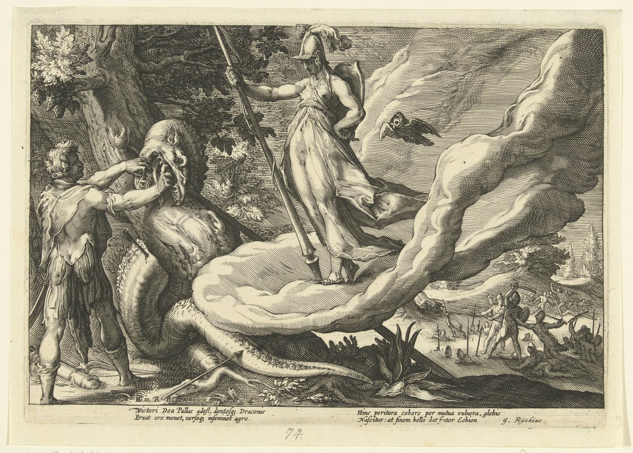 Cadmus semeia os dentes do dragão
Metamorfoses de Ovid (título da série) de Hendrick Goltzius (workshop of)