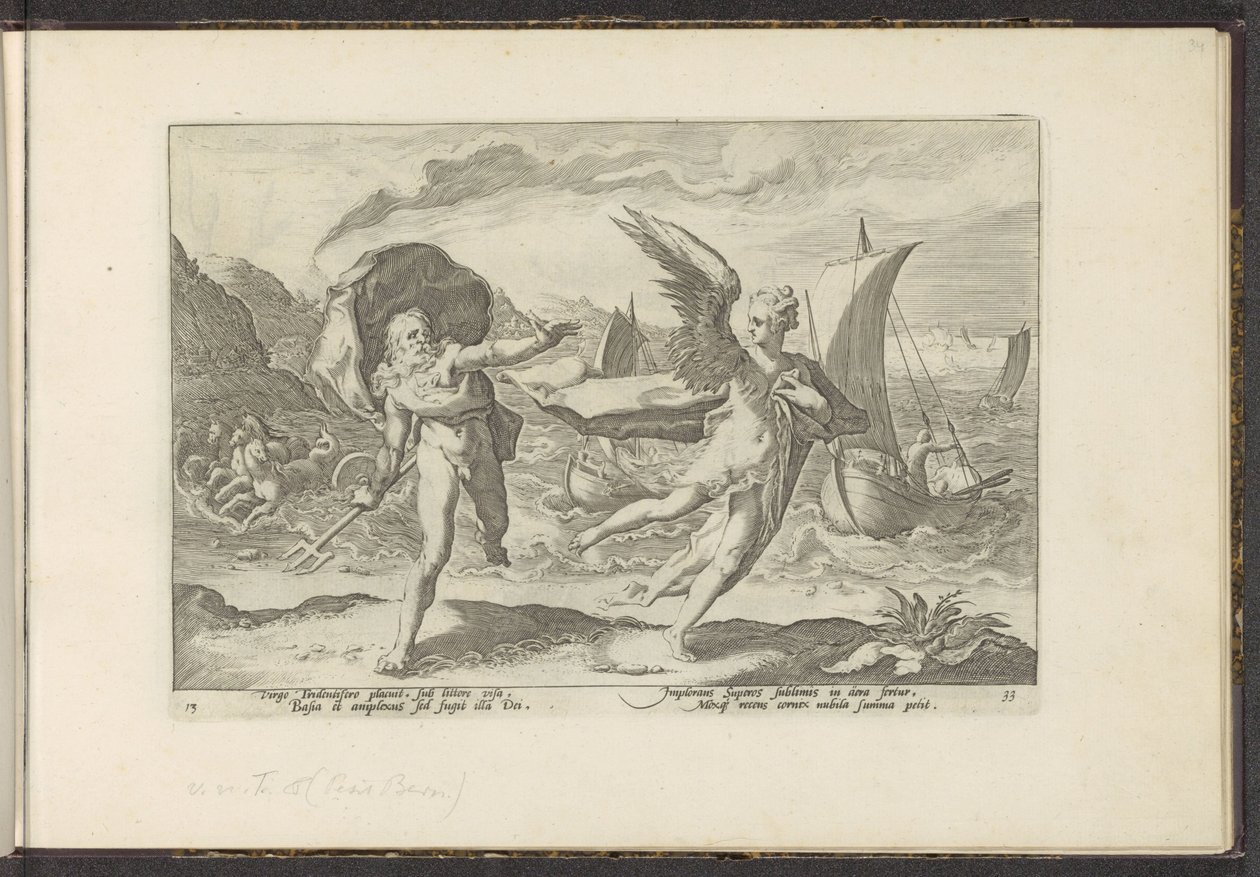 Cornix transforma-se num corvo
Metamorfoses de Ovid (título da série)
Recriações de P. Ovidius Naso (título da série) de Hendrick Goltzius (workshop of)