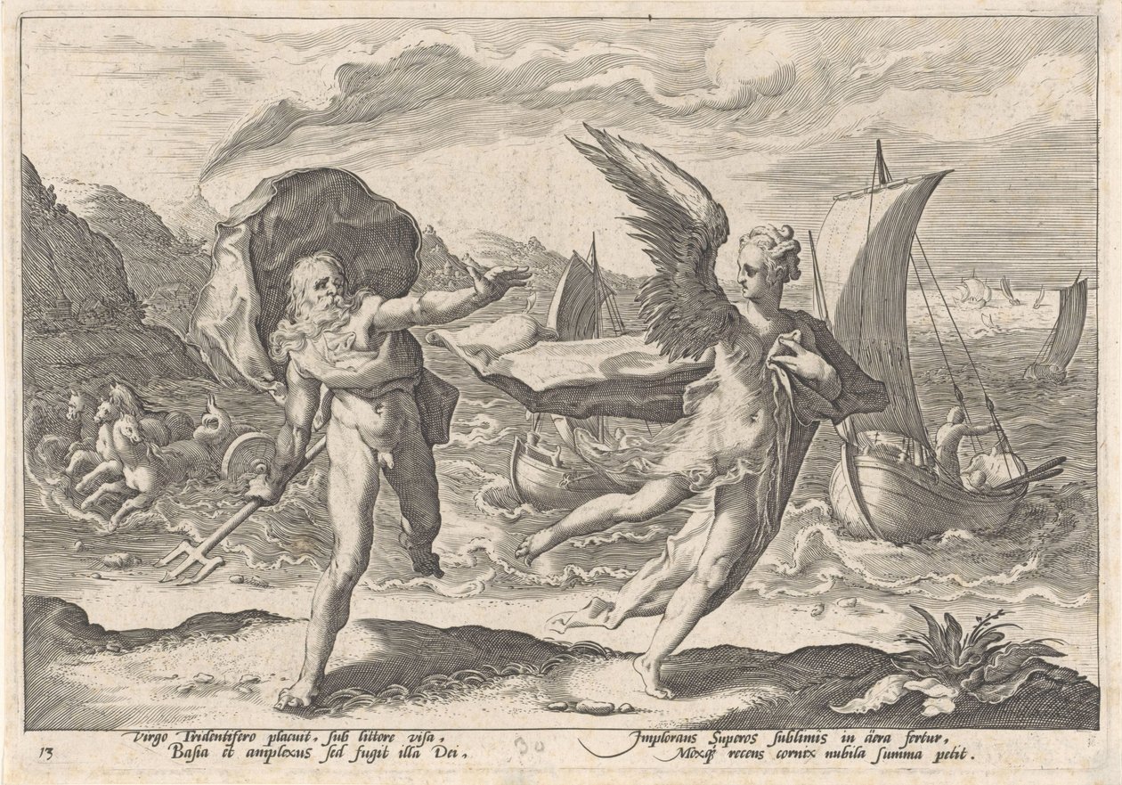 Coronis transforma-se num corvo
Metamorfoses por Ovid (título da série) de Hendrick Goltzius (workshop of)