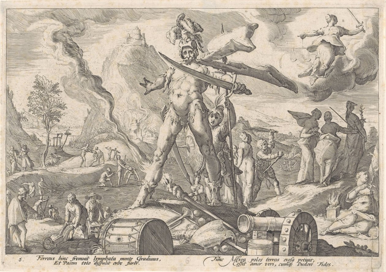 A Idade do Ferro Metamorfoses de Ovídio (título da série) de Hendrick Goltzius (workshop of)