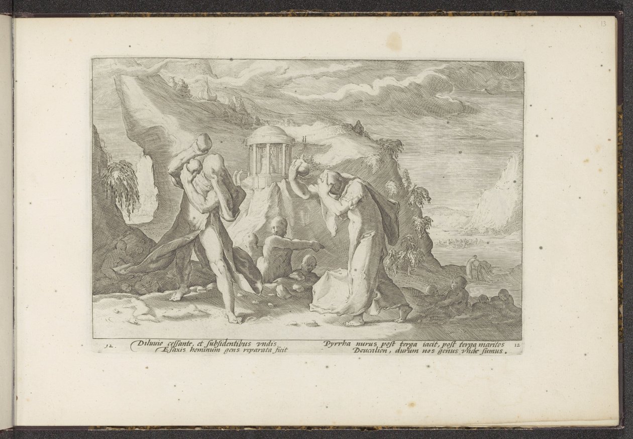 Deucalion e Pyrrha criam uma nova raça humana
Metamorfoses de Ovid (título da série)
Recriações de P. Ovidius Naso (título da série) de Hendrick Goltzius (workshop of)