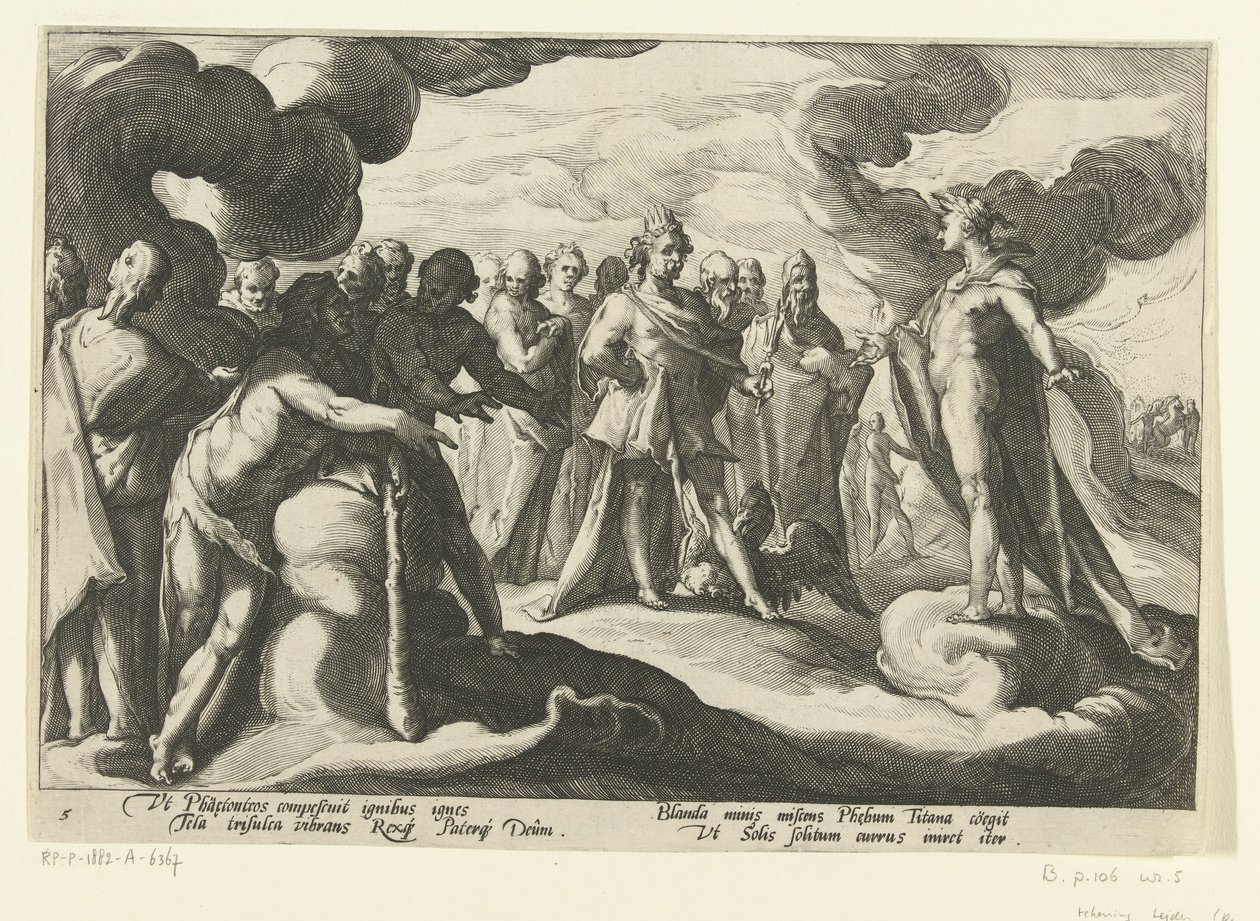 Os deuses pedem ao deus sol que volte a montar na sua carruagem
Metamorfoses de Ovid (título da série) de Hendrick Goltzius (workshop of)