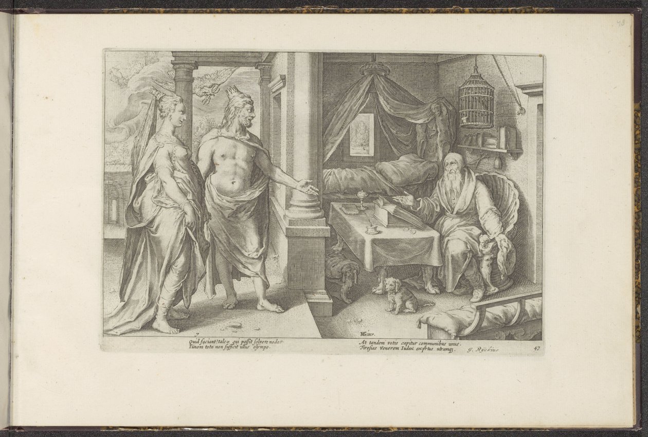 Juno e Júpiter procuram conselho de Tiresias
Metamorfoses de Ovid (título da série)
Recriações de P. Ovidius Naso (título da série) de Hendrick Goltzius (workshop of)