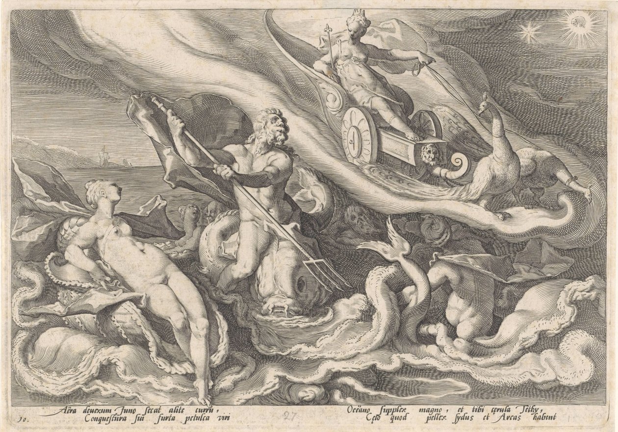 Juno reclama com Thetis e Oceanus Metamorfoses de Ovídio (título da série) de Hendrick Goltzius (workshop of)