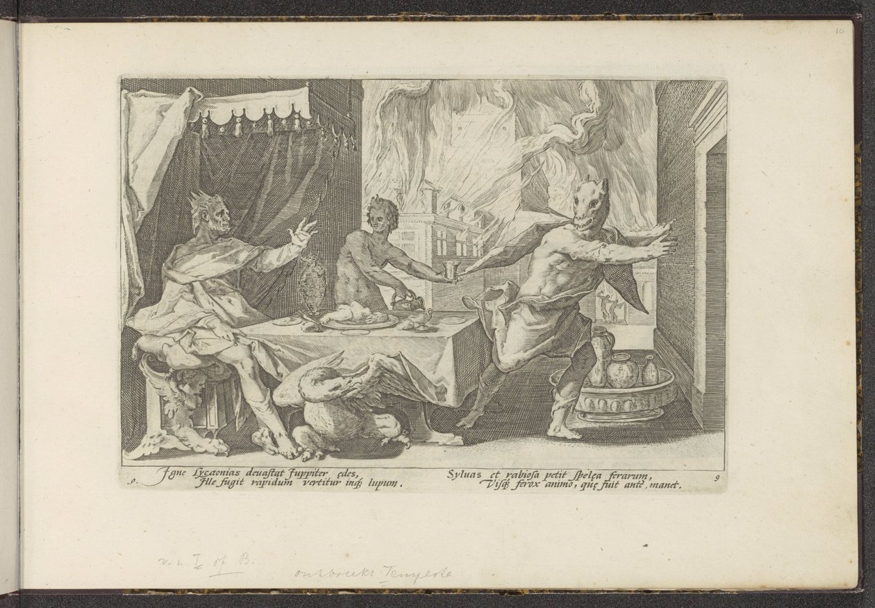 Lycaon transforma-se num lobo
Metamorfoses de Ovid (título da série)
Recriações de P. Ovidius Naso (título da série) de Hendrick Goltzius (workshop of)