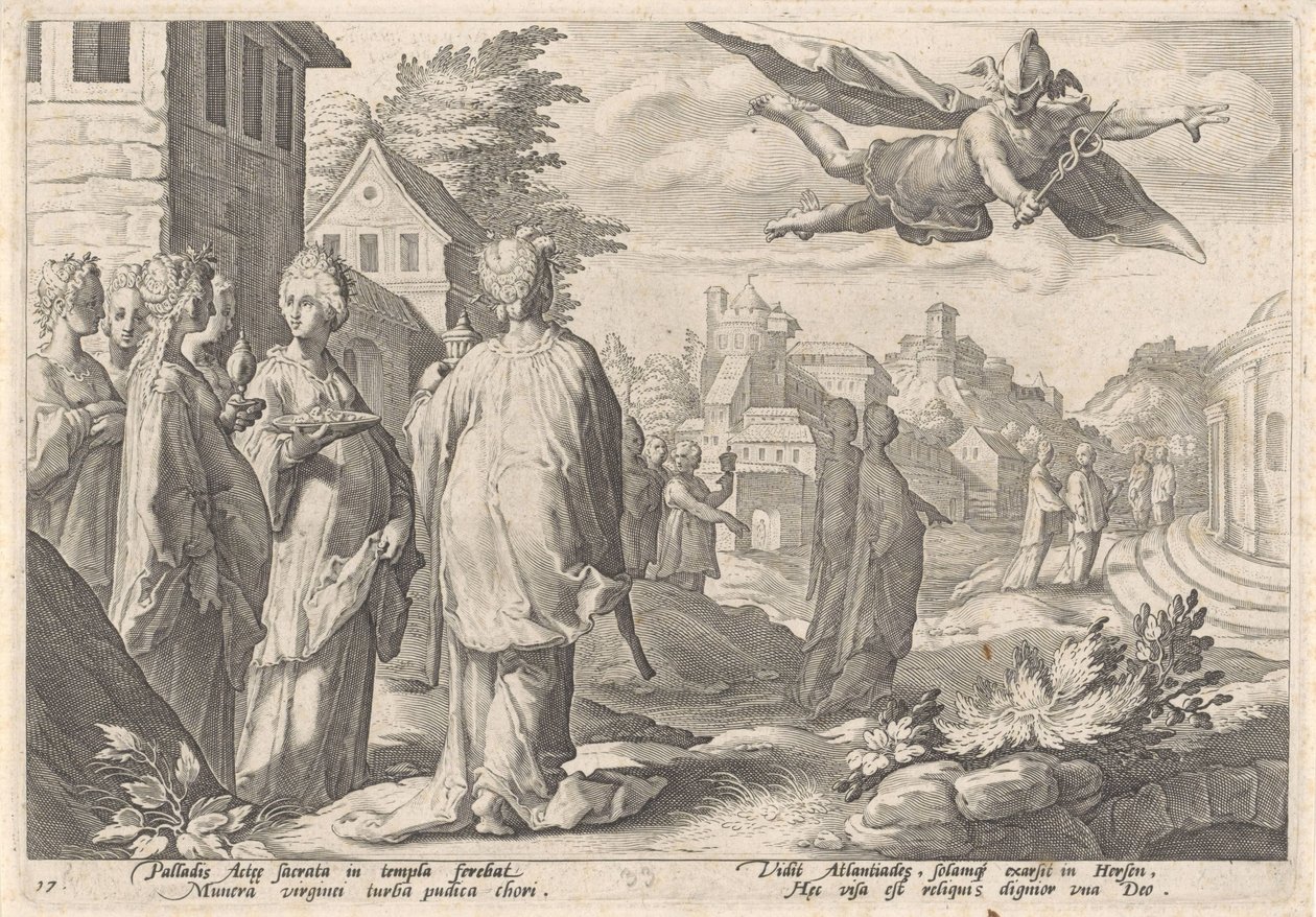 Mercúrio e Herse
Metamorfoses por Ovid (título da série) de Hendrick Goltzius (workshop of)