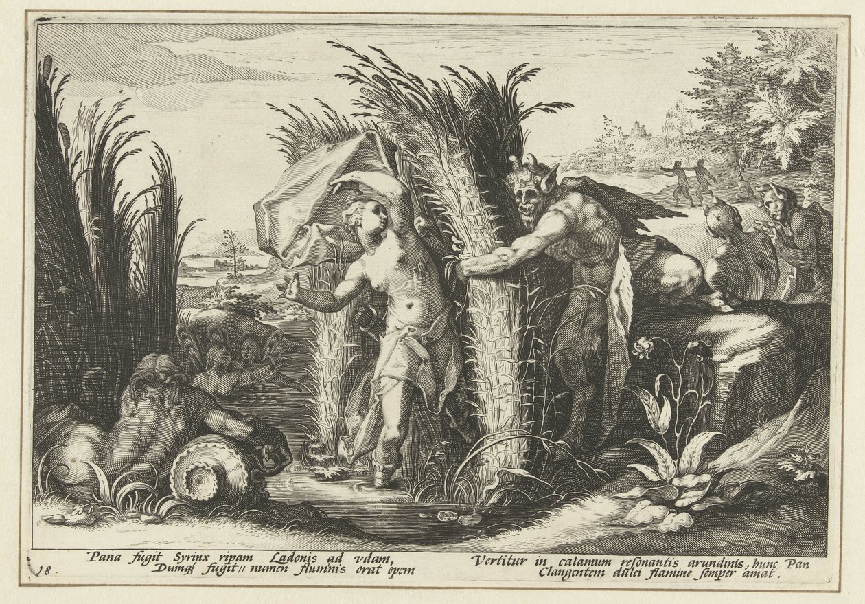 Pan e Syrinx
Metamorfoses de Ovid (título da série) de Hendrick Goltzius (workshop of)