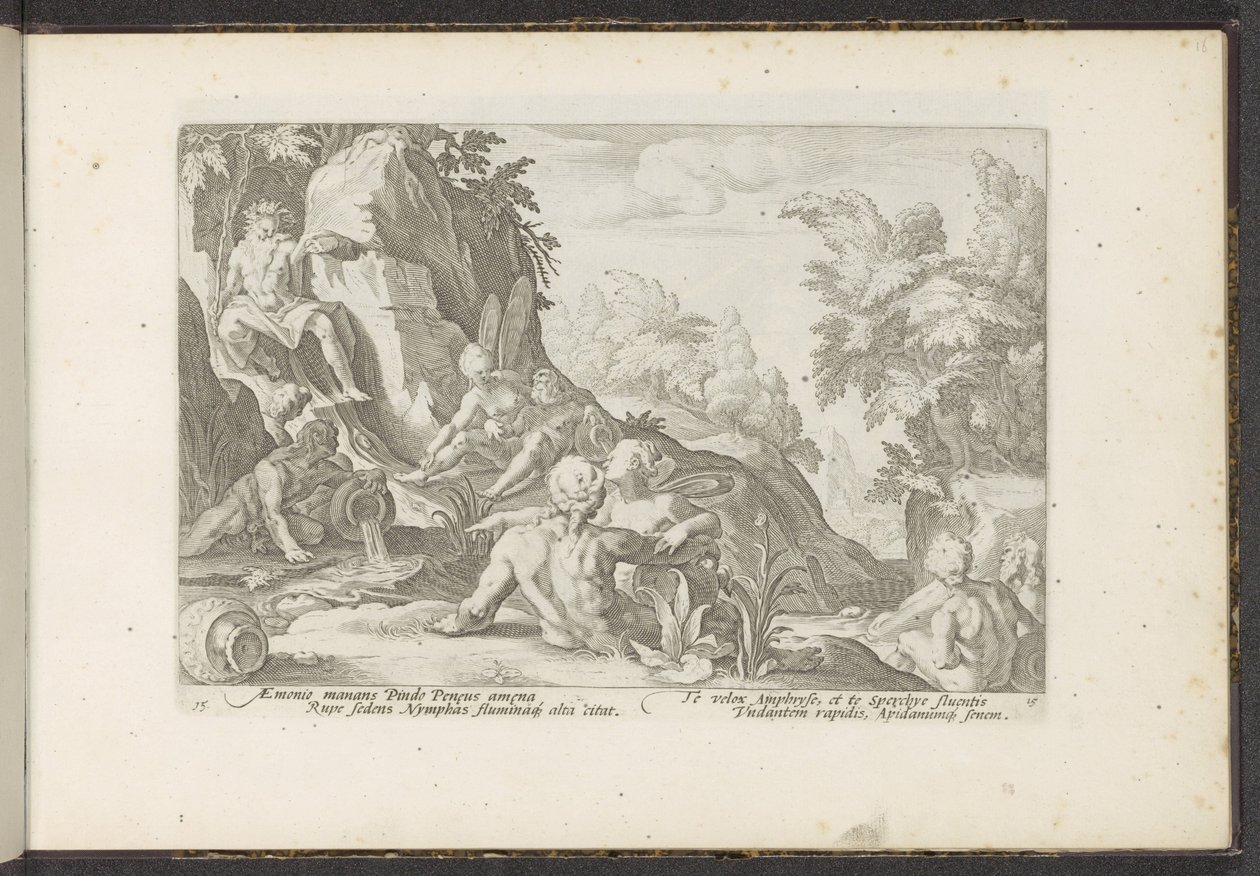 Peneu visitado por outros deuses do rio Metamorfoses de Ovídio (título da série) Recriações de P. Ovidius Naso (título da série) de Hendrick Goltzius (workshop of)