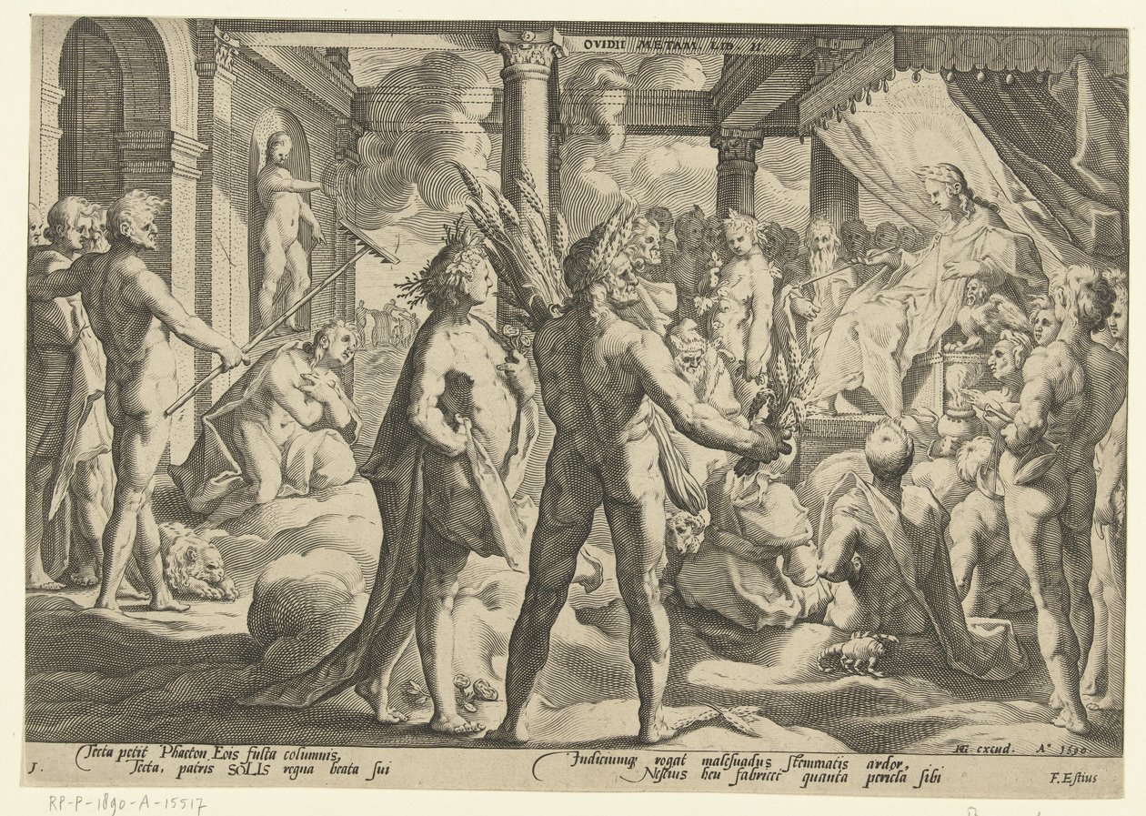 Phaeton no palácio de Helios
Metamorfoses de Ovid (título da série) de Hendrick Goltzius (workshop of)