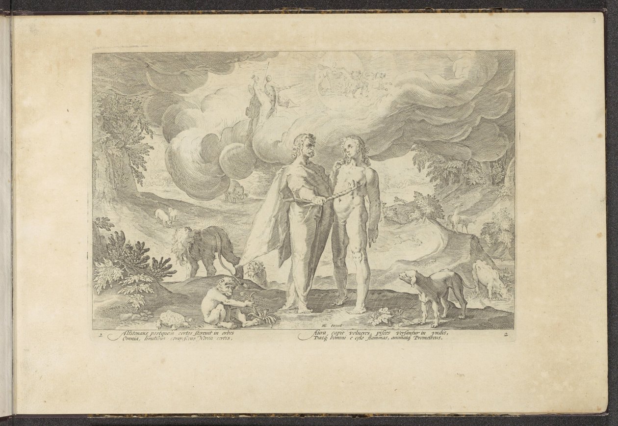 Prometeu dá fogo ao homem
Metamorfoses de Ovid (título da série)
Recriações de P. Ovidius Naso (título da série) de Hendrick Goltzius (workshop of)