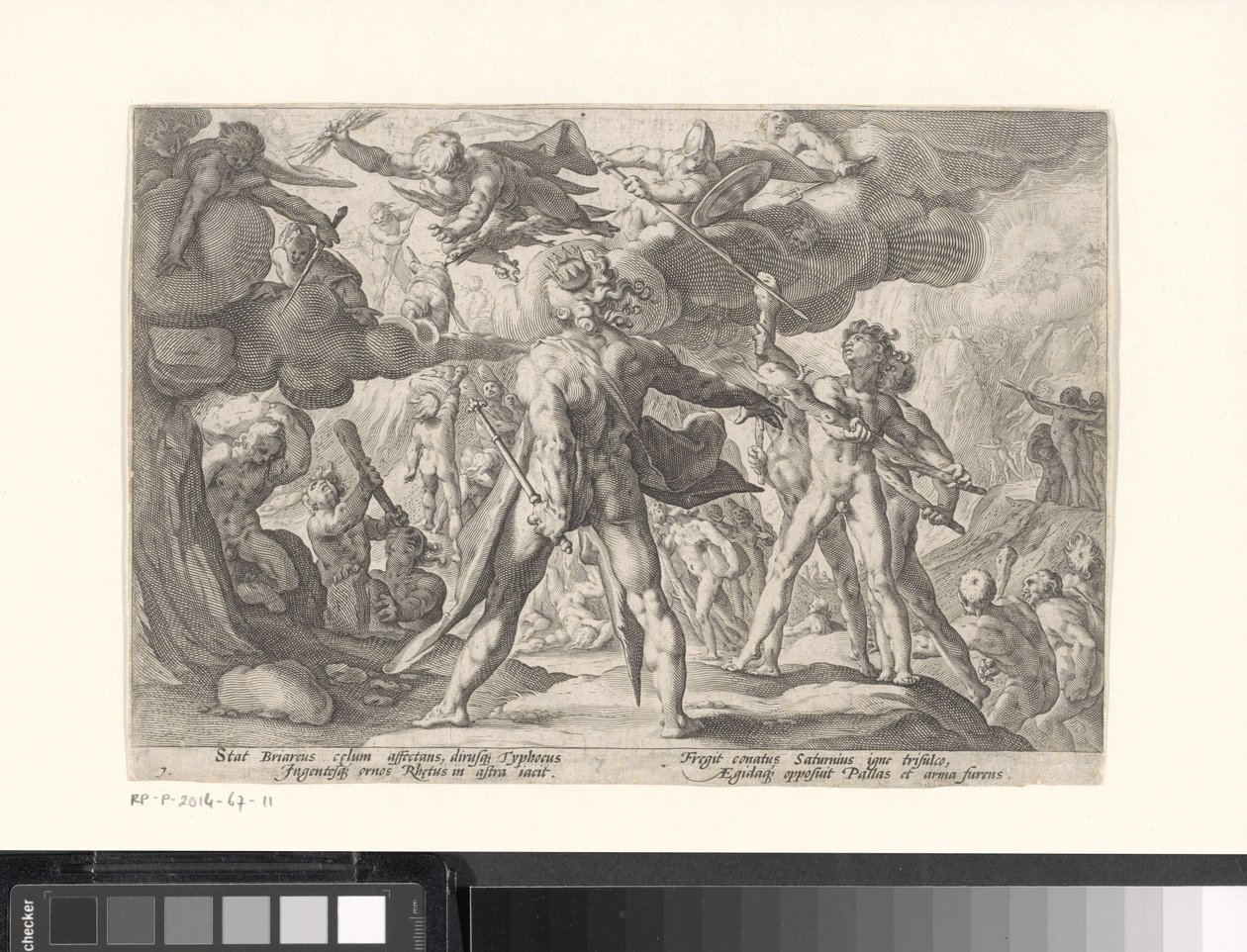 Batalha entre os deuses e gigantes
Metamorfoses por Ovid (título da série) de Hendrick Goltzius (workshop of)