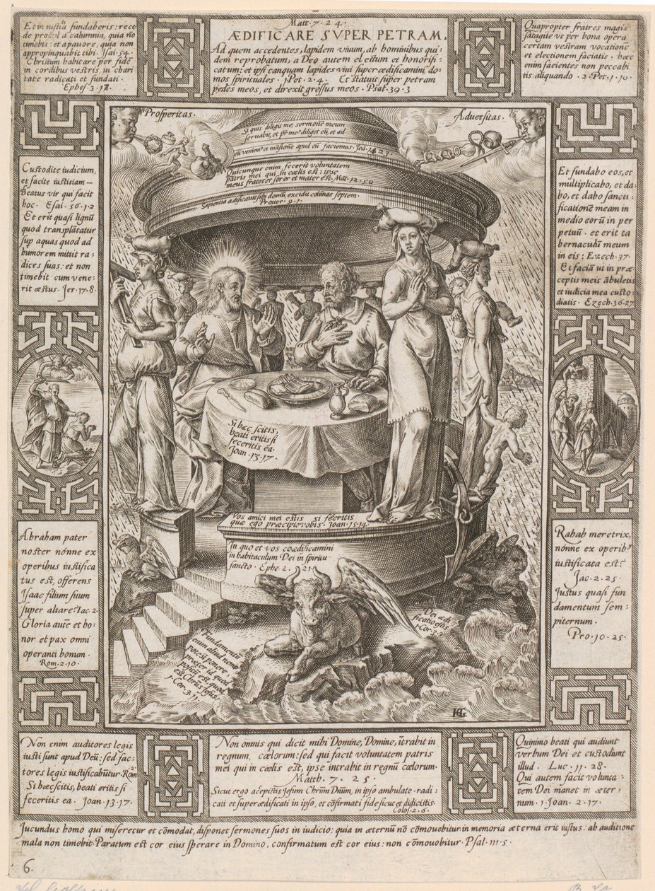 Aedificare super Petram, folha 6 da série «Alegorias da fé cristã» de Hendrick Goltzius