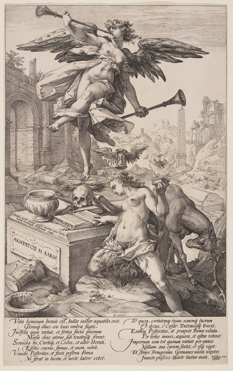 Alegoria da fama e da história, de Os heróis romanos de Hendrick Goltzius