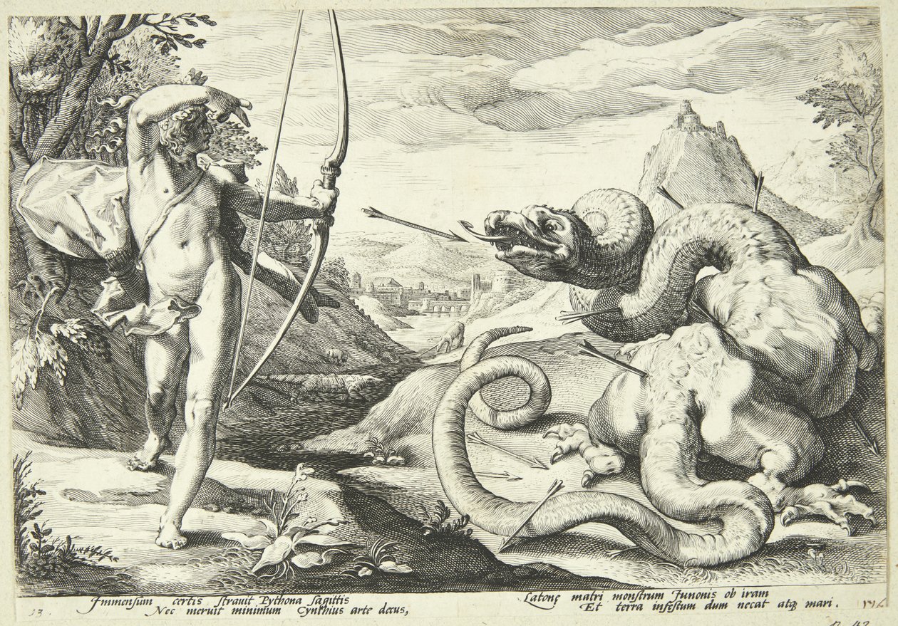 Apollo mata Python de Hendrick Goltzius