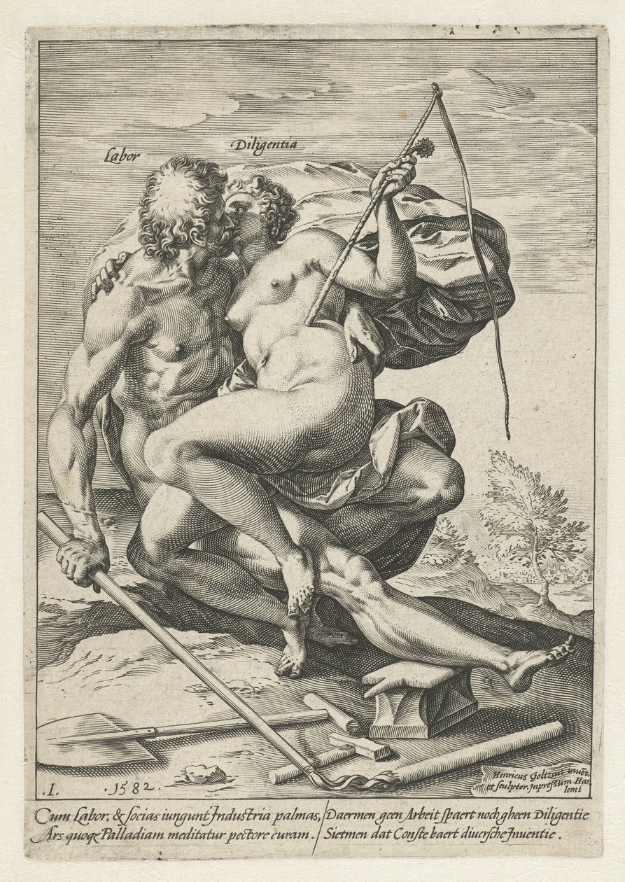 Trabalho e Diligência (Trabalho / Diligentia)
As recompensas do trabalho, diligência, exercício e arte (título da série) de Hendrick Goltzius