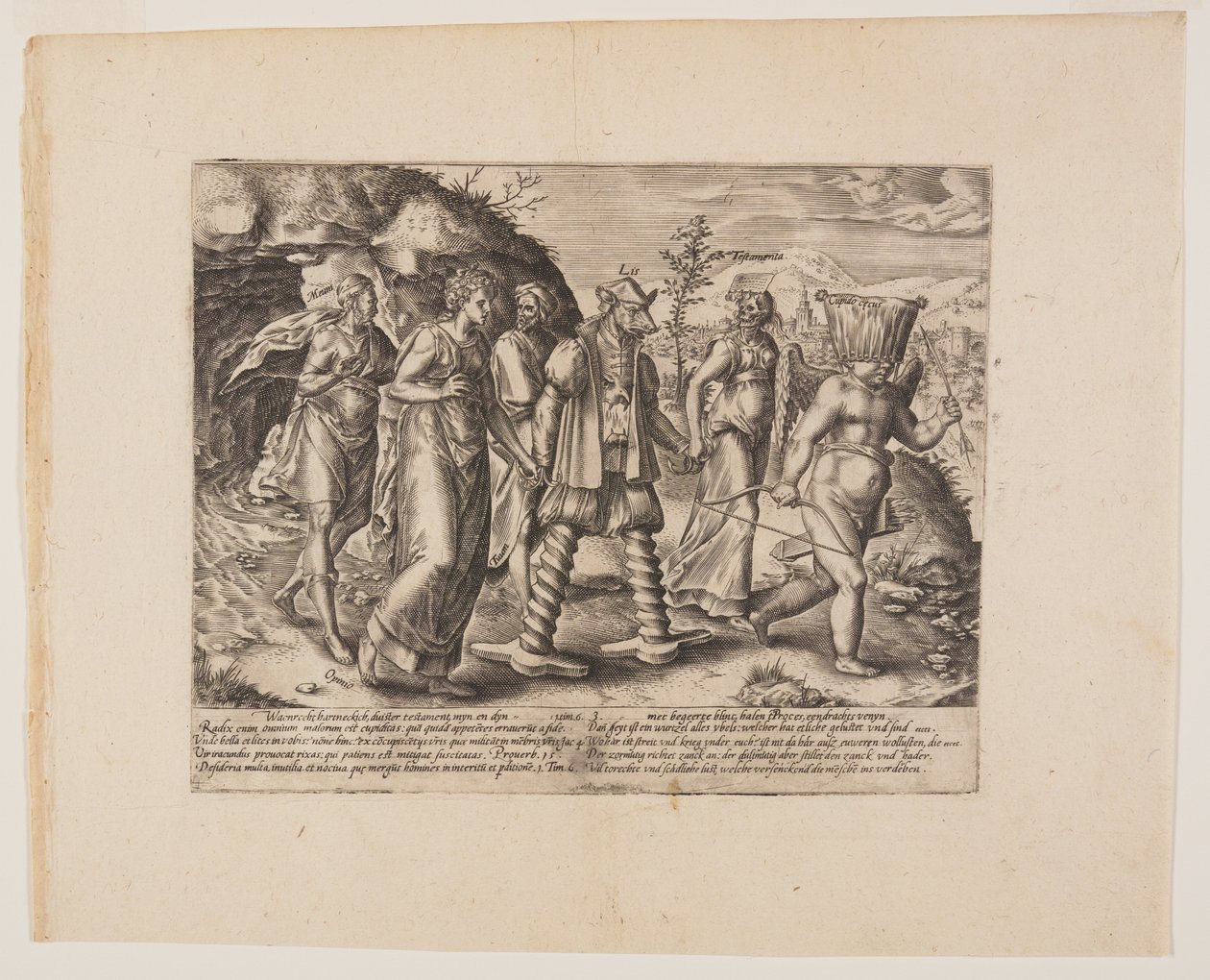 A avareza é a raiz de todos os males, de Litis Abusus (Os abusos da lei) de Hendrick Goltzius