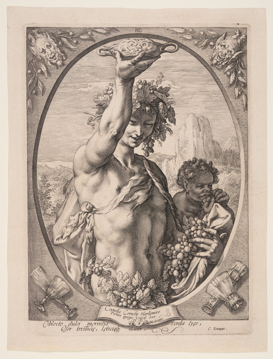 Baco, de Três Deuses e Deusas Pagãos de Hendrick Goltzius