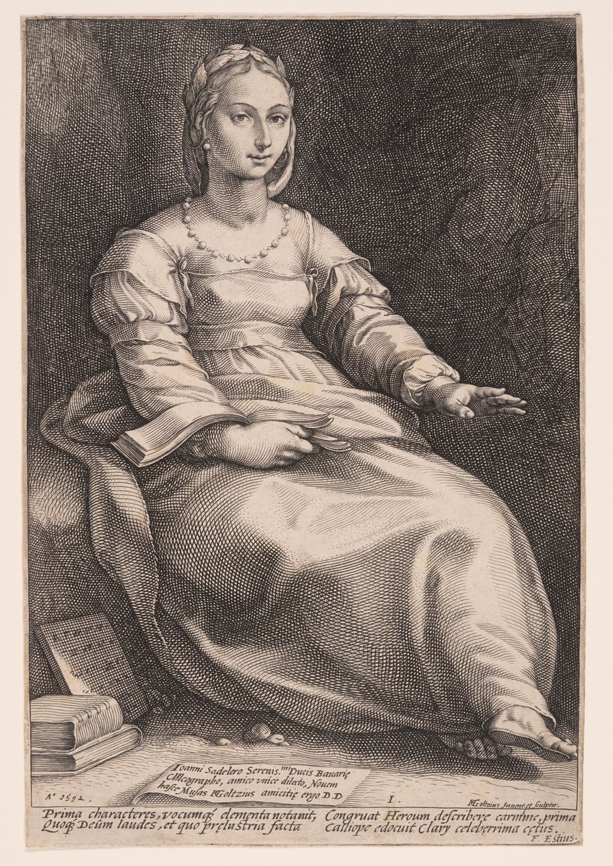 Calíope, a Musa da Poesia Épica e da Eloquência, de As Nove Musas de Hendrick Goltzius