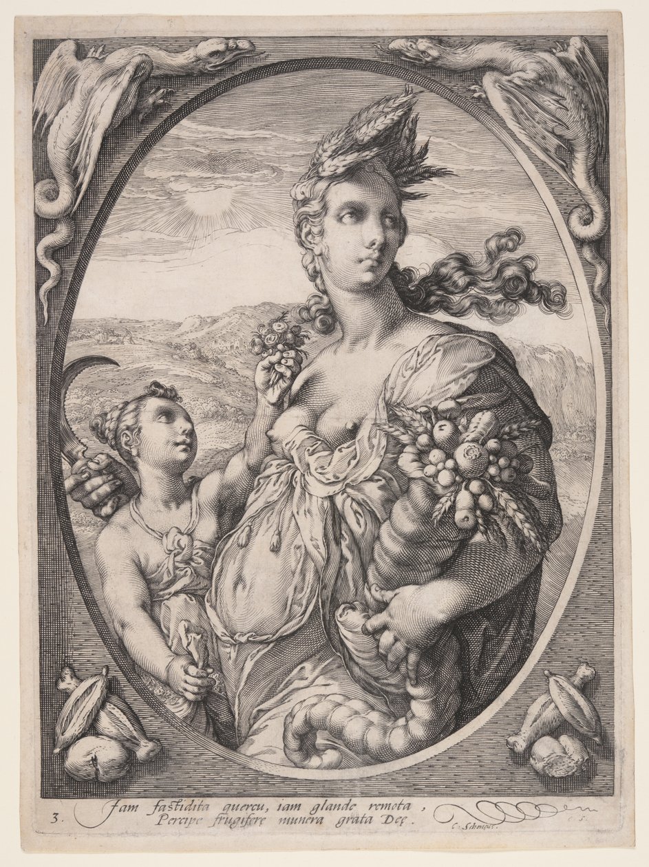 Ceres, de Três Deuses ou Deusas Pagãos de Hendrick Goltzius