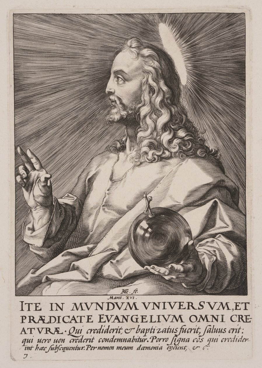Cristo (como Salvator Mundi), de Cristo, dos Apóstolos e de São Paulo com o Credo de Hendrick Goltzius