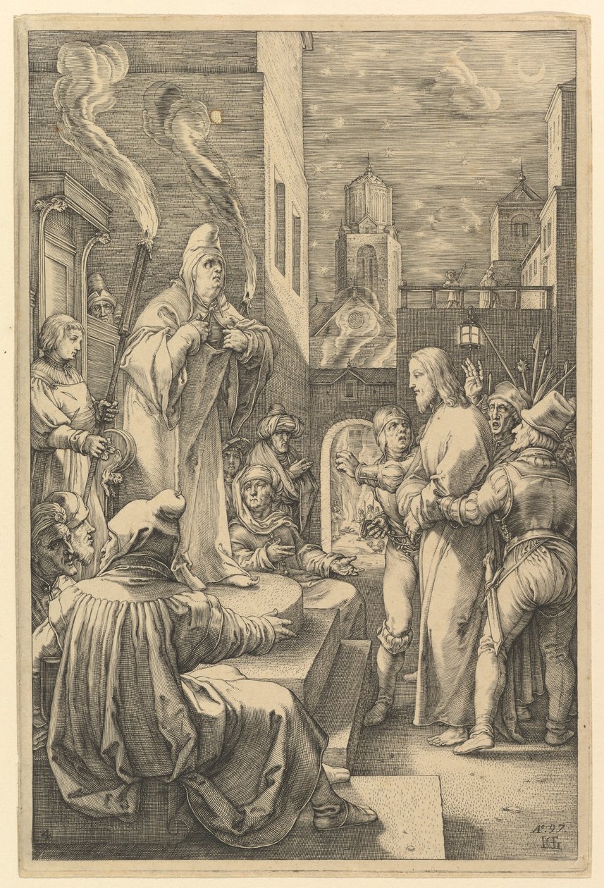 Cristo perante Caifás, de «A Paixão de Cristo» de Hendrick Goltzius