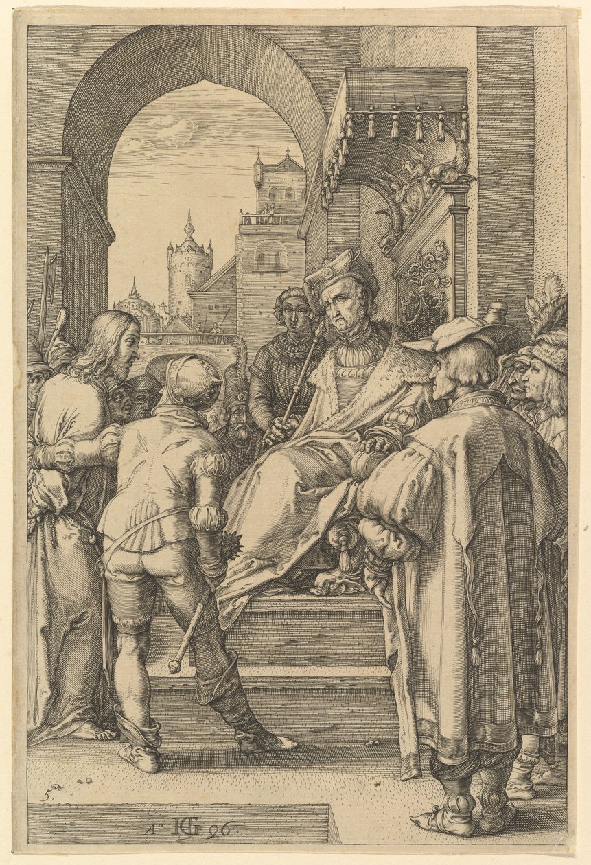 Cristo perante Pilatos, da obra «A Paixão de Cristo» de Hendrick Goltzius