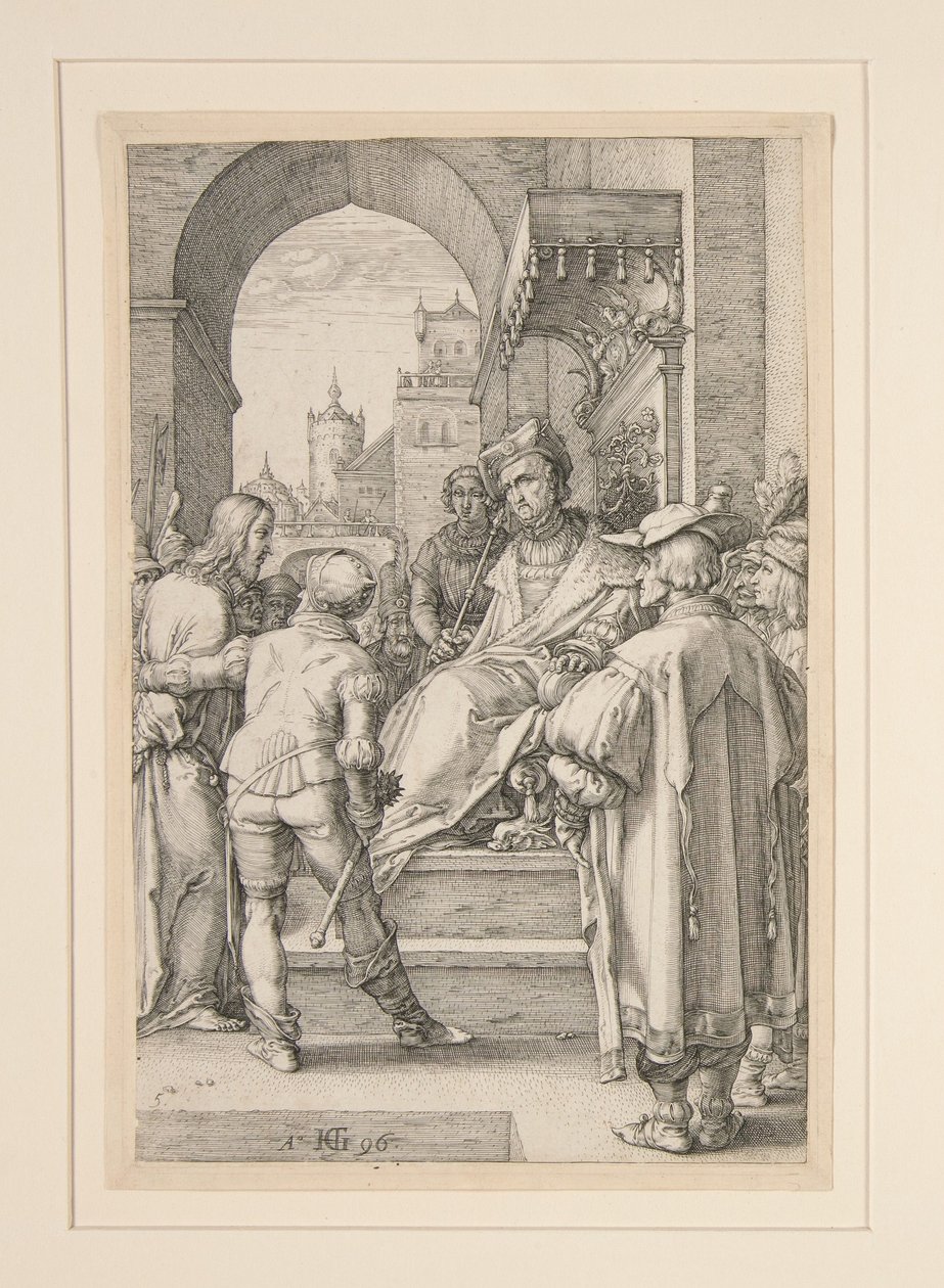 Cristo perante Pilatos, lámina 5 da série «A Paixão de Cristo» de Hendrick Goltzius