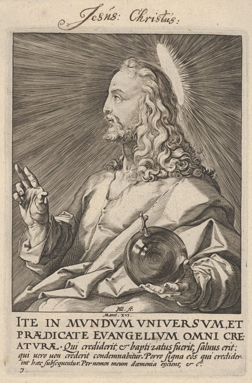 Cristo, da obra «Cristo, os Apóstolos e São Paulo com o Credo» de Hendrick Goltzius