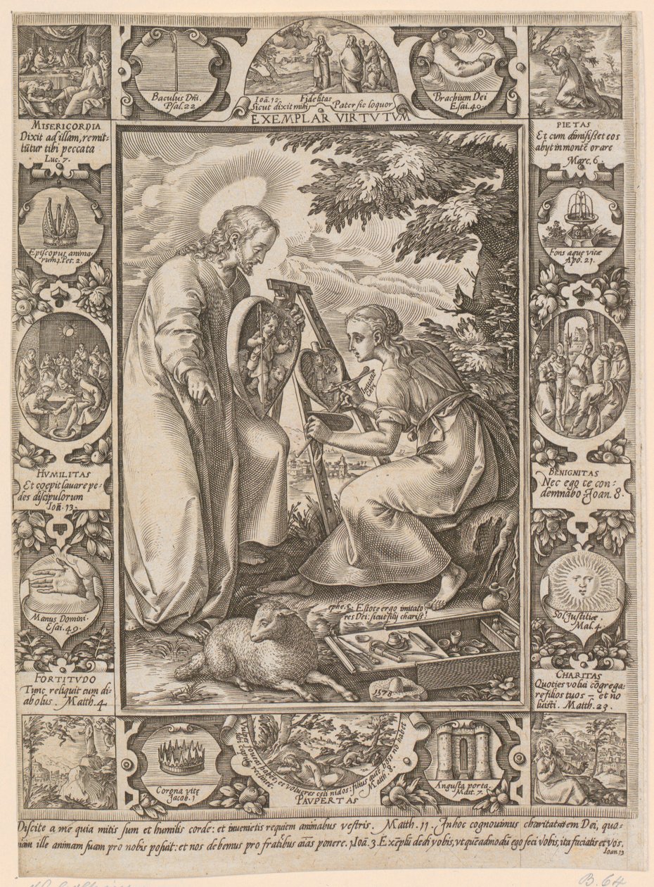 Cristo como modelo de virtude, folha 4 da série «A Vida de Cristo» de Hendrick Goltzius