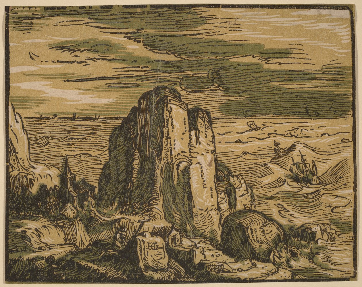 Falésia numa costa marítima de Hendrick Goltzius