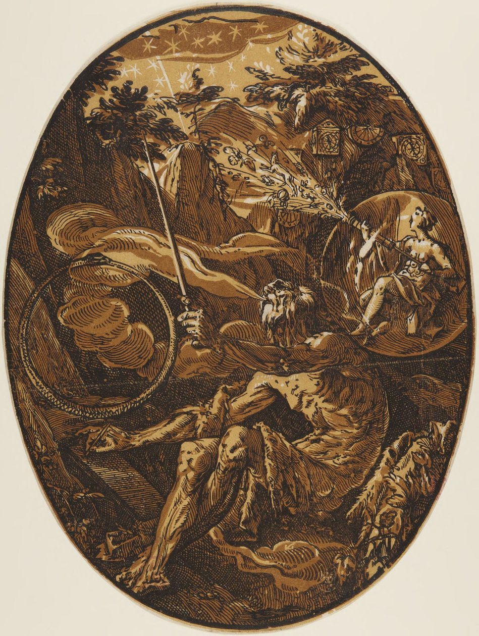 Demogorgon na Caverna da Eternidade de Hendrick Goltzius