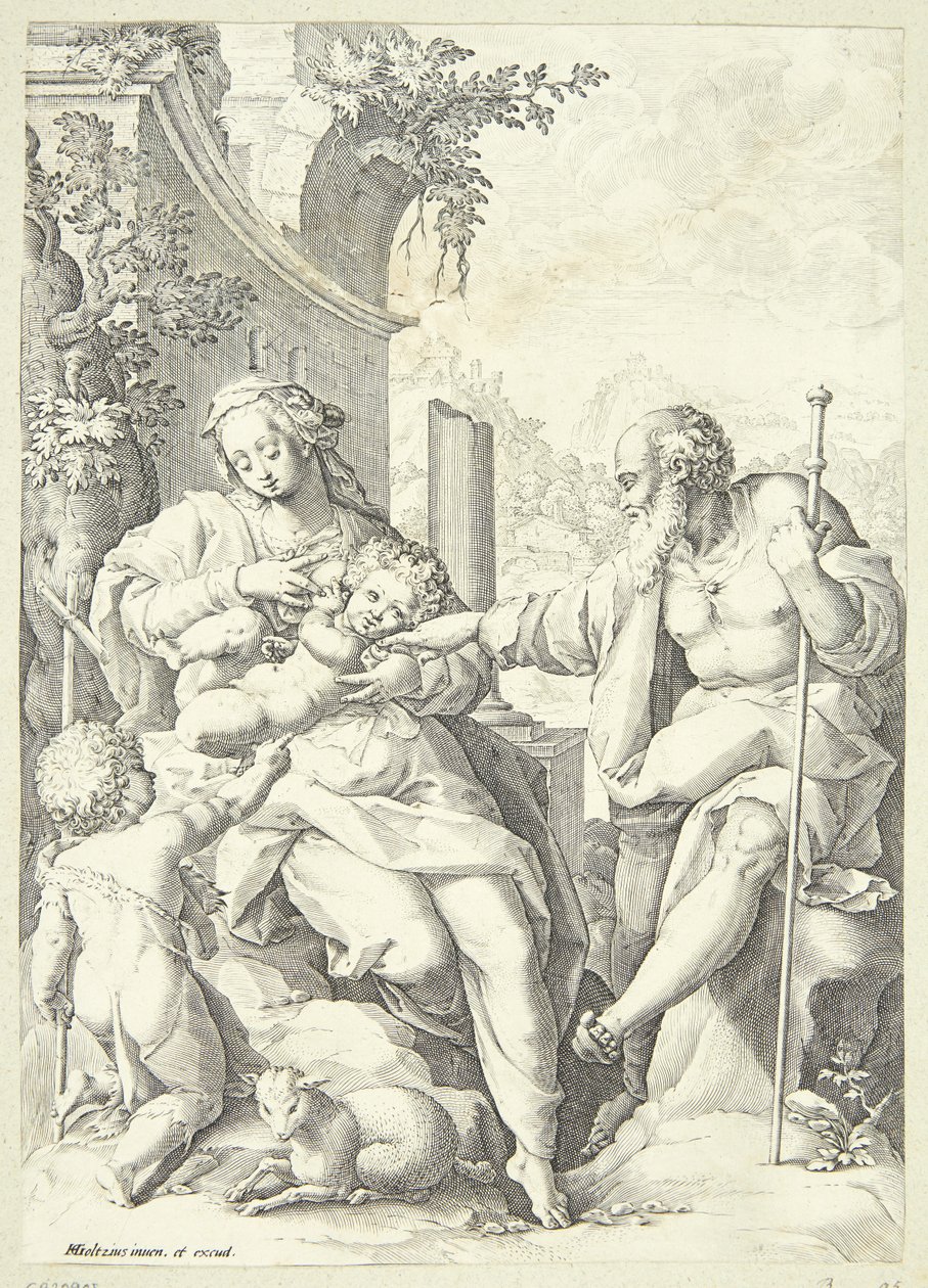 A Sagrada Família com o pequeno João de Hendrick Goltzius