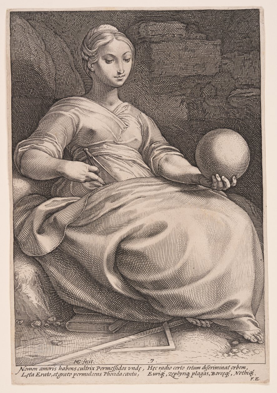 Erato, a Musa da Poesia Lírica, de As Nove Musas de Hendrick Goltzius