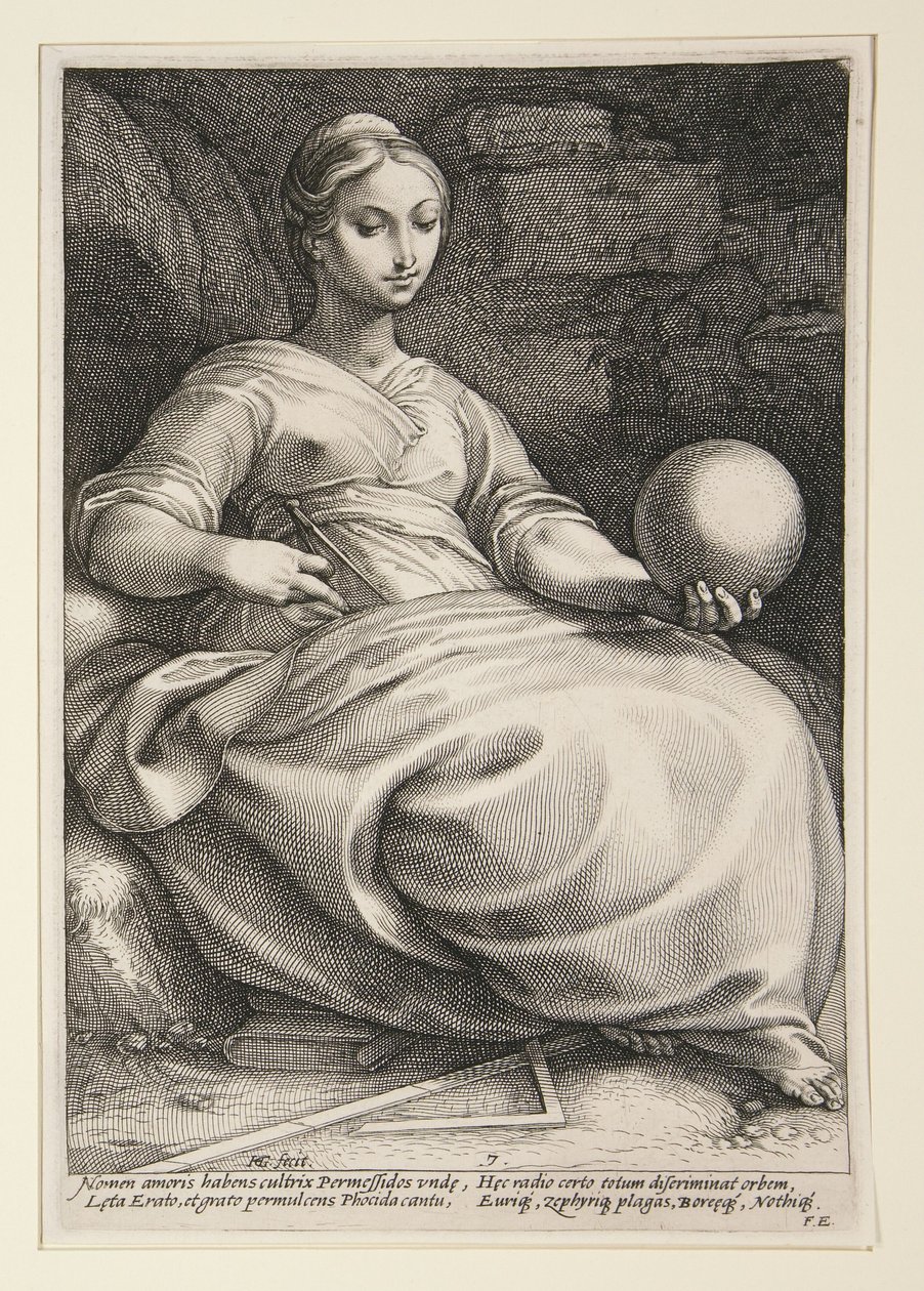 Erato, prancha 7 da série As nove musas de Hendrick Goltzius