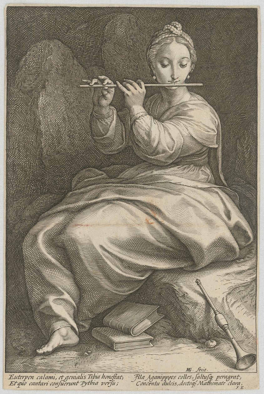 Euterpe, folha 6 da série «Nove Musas» de Hendrick Goltzius