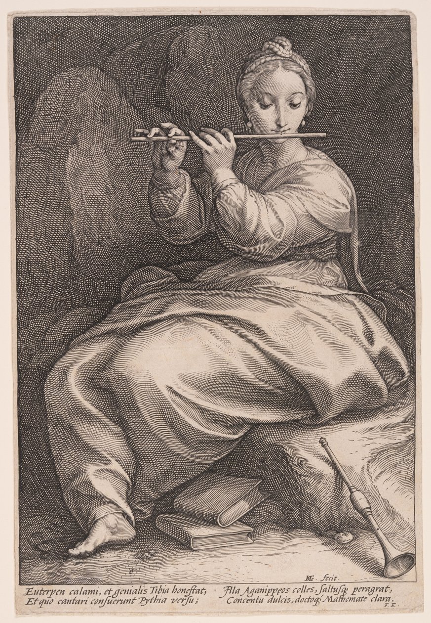 Euterpe, a Musa da Música, de As Nove Musas de Hendrick Goltzius