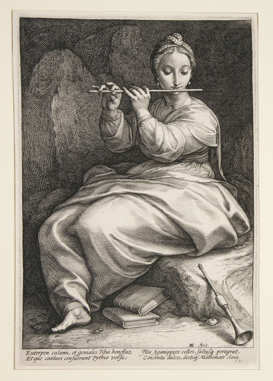 Euterpe, prancha 6 da série As nove musas de Hendrick Goltzius